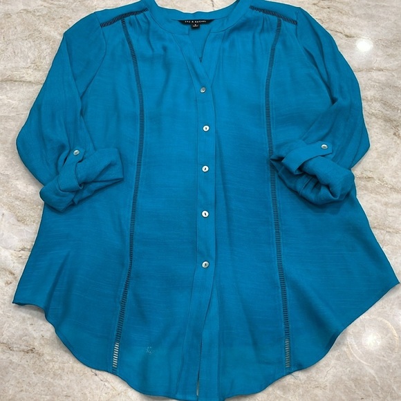 NEW‎ Zac & Rachel | Teal Rayon Button Down Blouse | Women's Teal | Small | NWOT - Picture 4 of 12